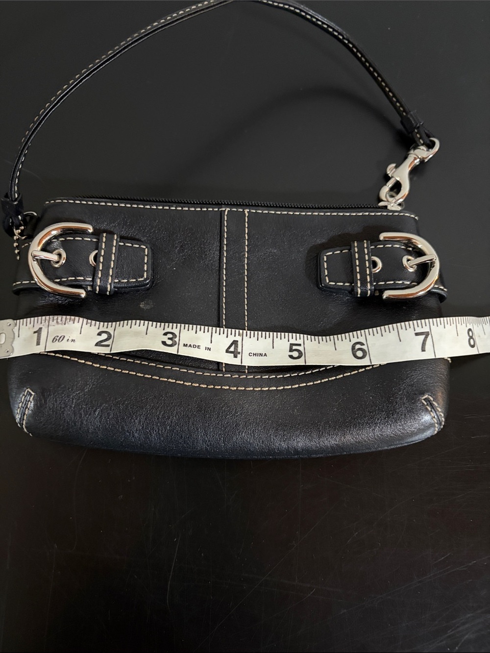 Coach Black Leather Wristlet with Silver Buckle Accents - Picture 4 of 5